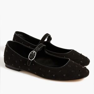 J. Crew Rhinestone Mary Jane Black flats Size 7